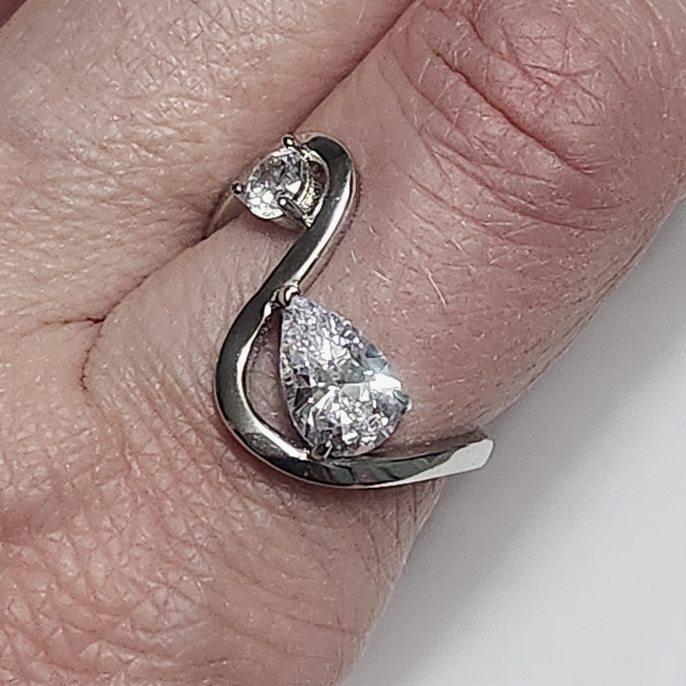 2.25 ctw Two Stones Bypass Sterling Silver Ring size 7